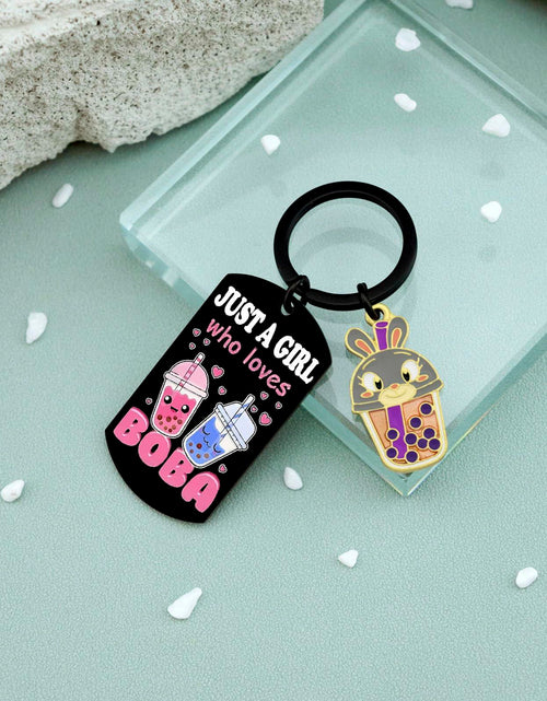 Load image into Gallery viewer, Crizaor Boba Tea Keychain Ornament Just a Girl Who Loves Boba 5"
