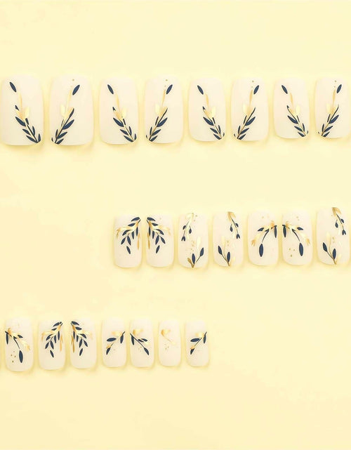 Load image into Gallery viewer, RUOKEXIN Acrylic Press On Nails Short Square Pink Gold Glitter 24Pcs
