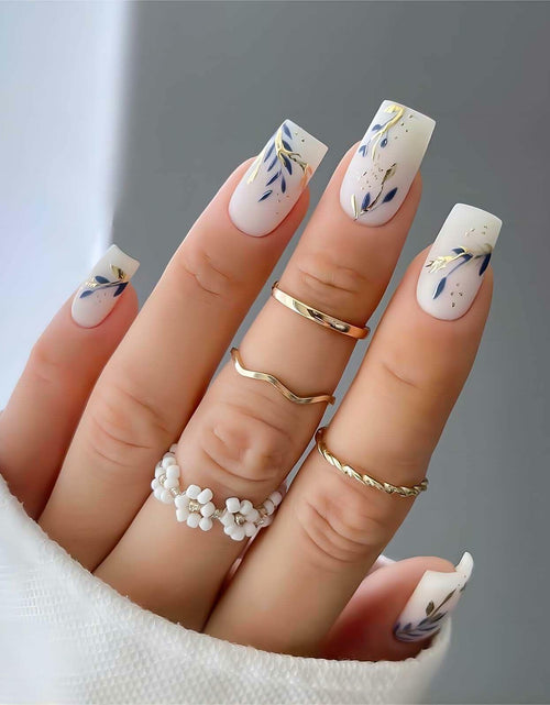 Load image into Gallery viewer, RUOKEXIN Acrylic Press On Nails Short Square Pink Gold Glitter 24Pcs
