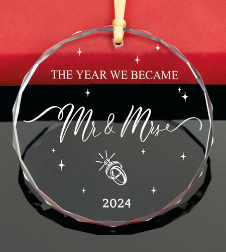 RchSLK Wedding Crystal Ornaments Mr and Mrs Our First Married 2024 Gift