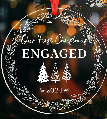 Our First Christmas Mr & Mrs 2024 Crystal Glass Ornament Wedding Gift