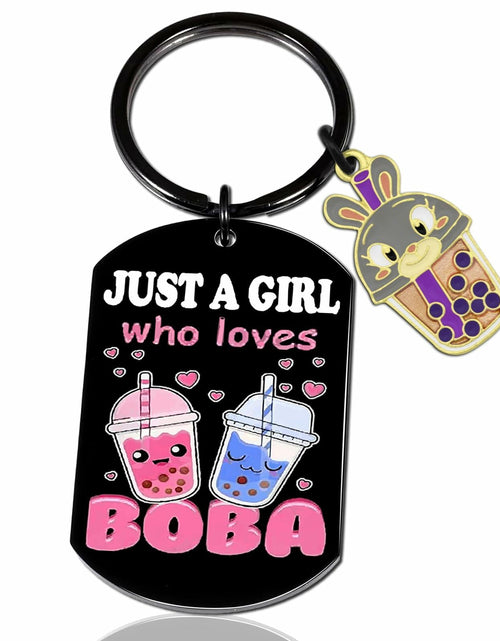 Load image into Gallery viewer, Crizaor Boba Tea Keychain Ornament Just a Girl Who Loves Boba 5"
