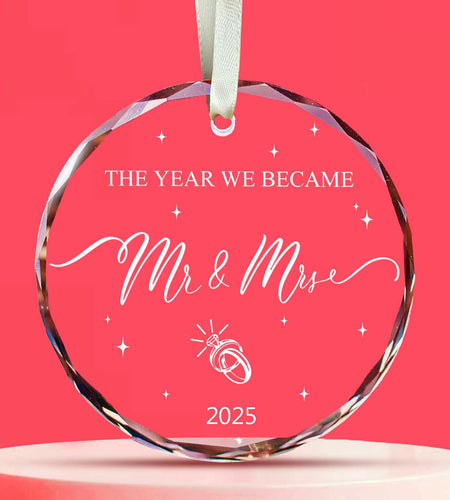 RchSLK Wedding Crystal Ornaments Mr and Mrs Our First Married 2024 Gift