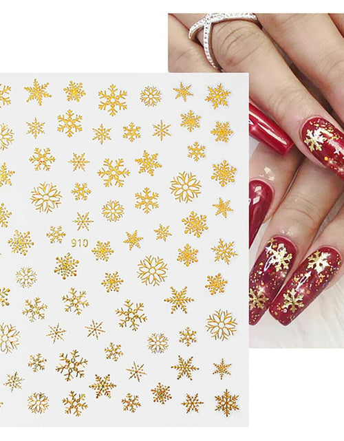 Load image into Gallery viewer, 12 Sheets 3D Snowflake Nail Art Stickers Holographic Laser Gold Silver Xmas
