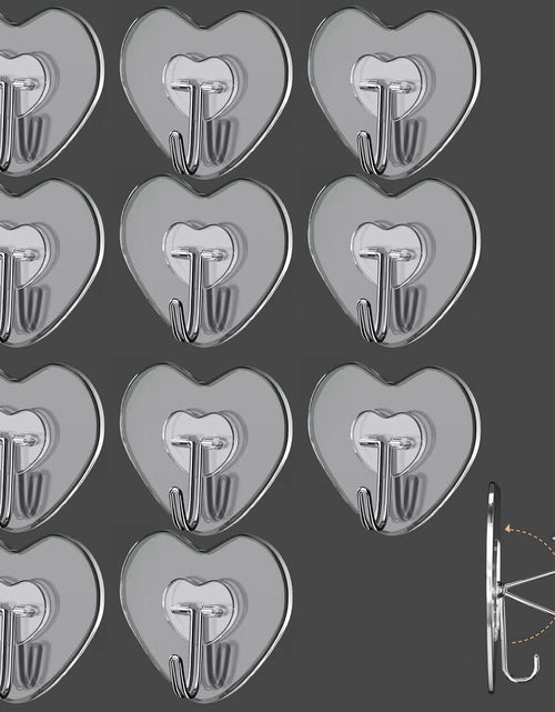 Load image into Gallery viewer, TocTen Adhesive Hooks 12 Pack Heavy Duty Clear Waterproof 30lb Max Load
