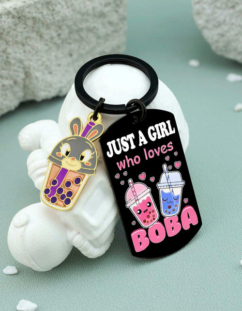 Load image into Gallery viewer, Crizaor Boba Tea Keychain Ornament Just a Girl Who Loves Boba 5"
