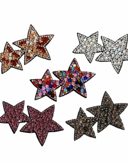 Load image into Gallery viewer, Minason Crystal Star Rhinestone Sew-On Patches Mix Color 2.6x1.57in 5Pc
