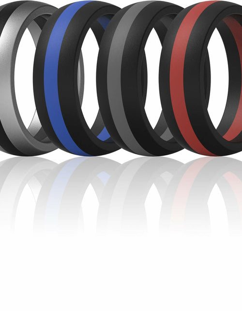 Load image into Gallery viewer, Men’s Silicone Wedding Rings 8.7mm Wide 2mm Thick Size 10.5-11 Variety Pack
