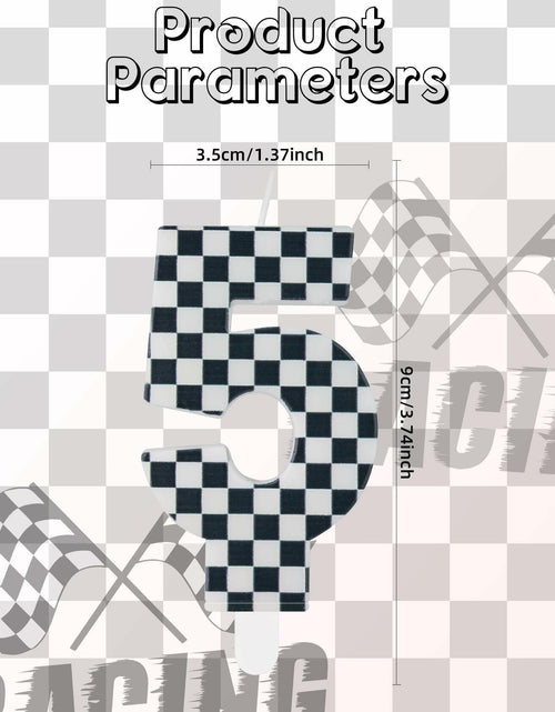 Load image into Gallery viewer, Racing Car Number 8 Birthday Candle Topper Checkered Cake Decor for Kids
