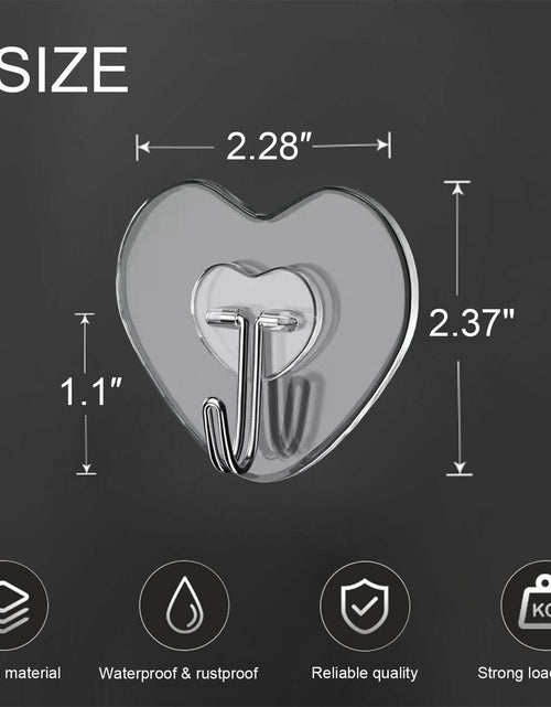 Load image into Gallery viewer, TocTen Adhesive Hooks 12 Pack Heavy Duty Clear Waterproof 30lb Max Load
