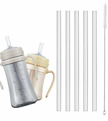 Grosmimi Replacement Straw 5-Pack with Cleaning Brush Clear Compatible