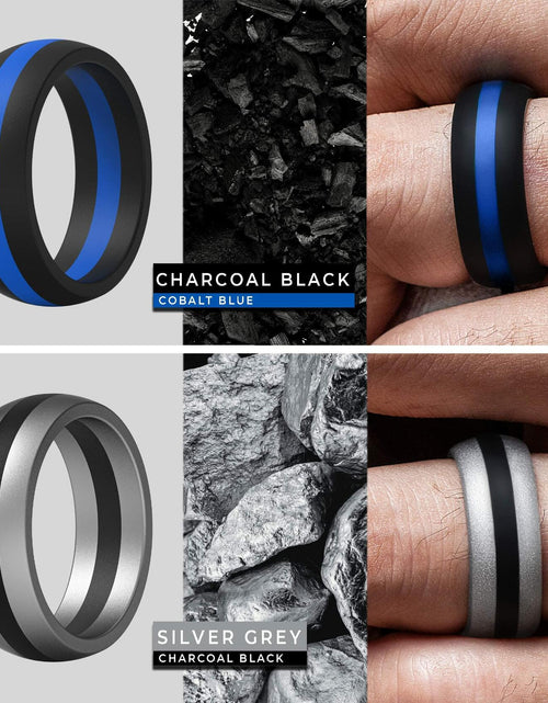 Load image into Gallery viewer, Men’s Silicone Wedding Rings 8.7mm Wide 2mm Thick Size 10.5-11 Variety Pack
