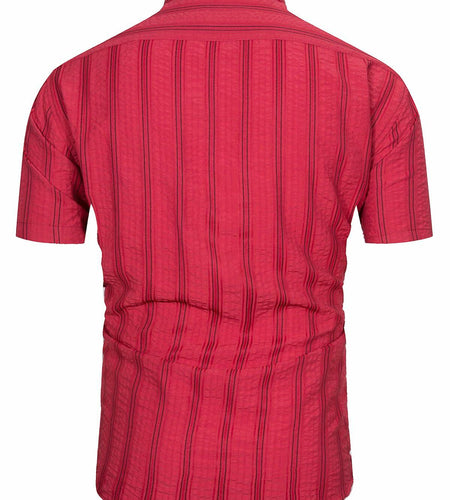 TUNEVUSE Mens Striped Hawaiian Button-Down Shirt Wine Size XL