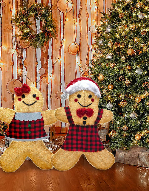 Load image into Gallery viewer, ATTBEA 2FT Pre-lit Gingerbread Man Yard Decoration Set of 2 Warm White LEDs
