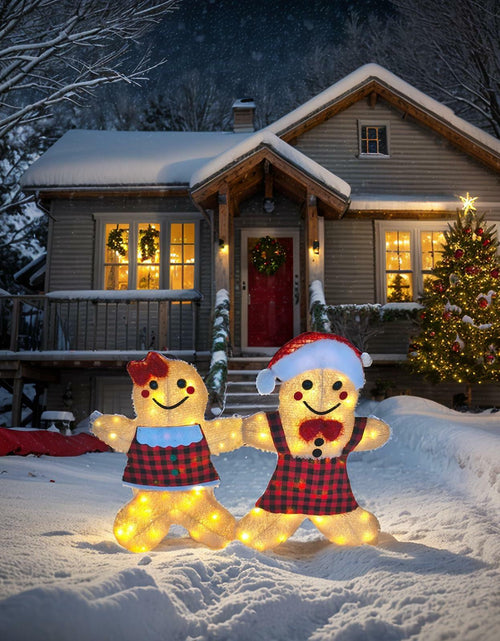 Load image into Gallery viewer, ATTBEA 2FT Pre-lit Gingerbread Man Yard Decoration Set of 2 Warm White LEDs
