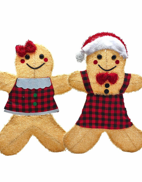 Load image into Gallery viewer, ATTBEA 2FT Pre-lit Gingerbread Man Yard Decoration Set of 2 Warm White LEDs
