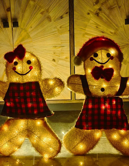 Load image into Gallery viewer, ATTBEA 2FT Pre-lit Gingerbread Man Yard Decoration Set of 2 Warm White LEDs
