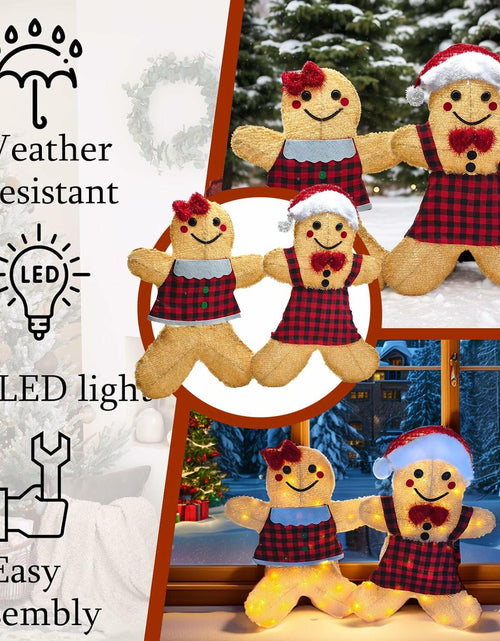 Load image into Gallery viewer, ATTBEA 2FT Pre-lit Gingerbread Man Yard Decoration Set of 2 Warm White LEDs
