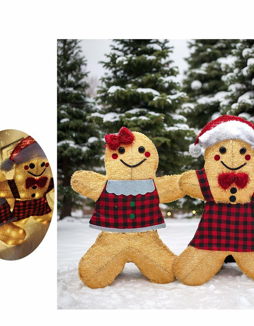 Load image into Gallery viewer, ATTBEA 2FT Pre-lit Gingerbread Man Yard Decoration Set of 2 Warm White LEDs
