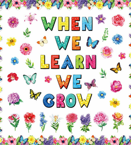 71pcs Classroom Spring Bulletin Board Floral Cutout Decorations