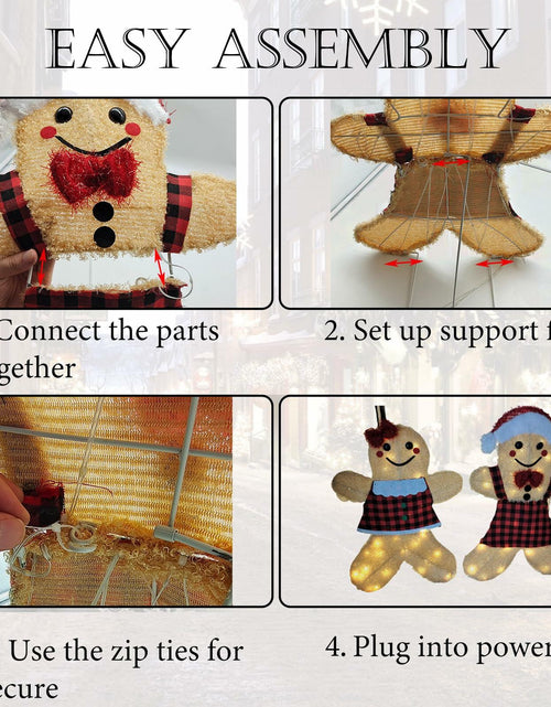 Load image into Gallery viewer, ATTBEA 2FT Pre-lit Gingerbread Man Yard Decoration Set of 2 Warm White LEDs

