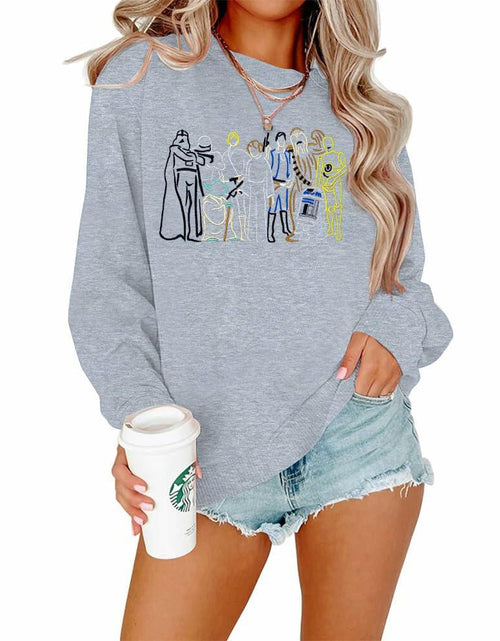 Load image into Gallery viewer, FAYALEQ Women's Vintage Graphic Sweatshirt Crew Neck Long Sleeve Grey Size 2XL
