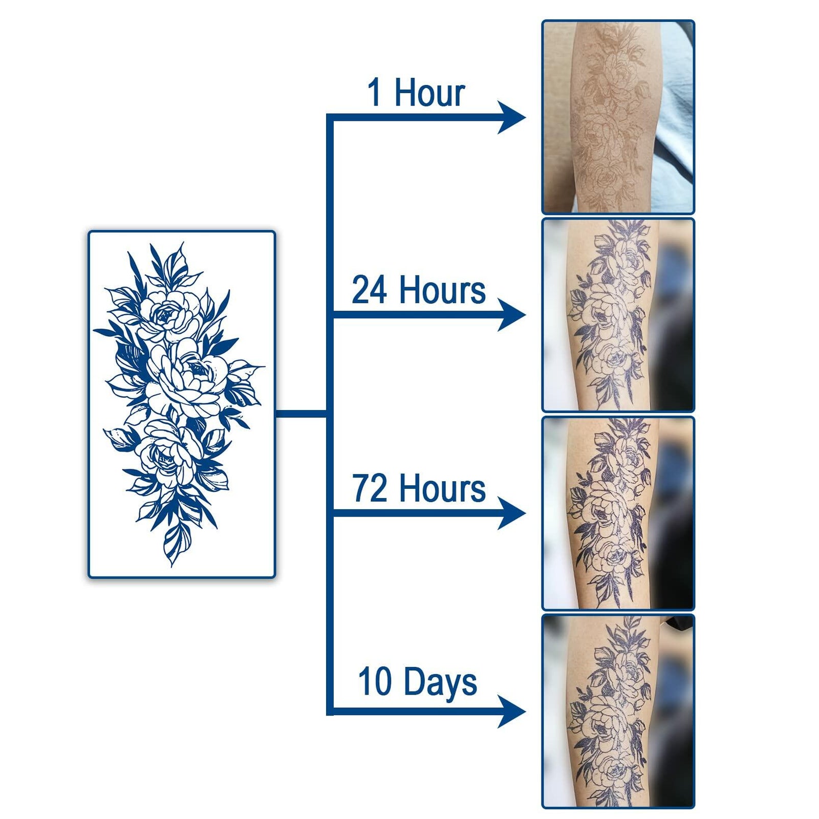 Aresvns Semi-Permanent Waterproof Temporary Tattoo Dark Blue Long-Lasting