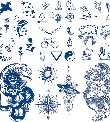 Aresvns Semi-Permanent Waterproof Temporary Tattoo Dark Blue Long-Lasting