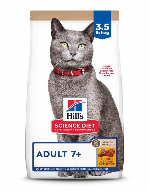 Load image into Gallery viewer, BestBy12/25 Hill's Science Diet Adult 7+ Dry Cat Food Chicken Brown Rice 3.5 lb
