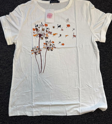 Inber Women's Boho Wildflowers Graphic Crewneck T-Shirt Size L