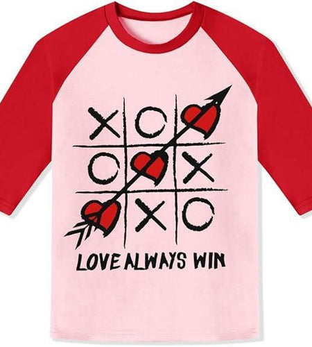 Valentine's Toddler Raglan Crew Neck Heart Print Shirt Pink Red Size 3-4 Years