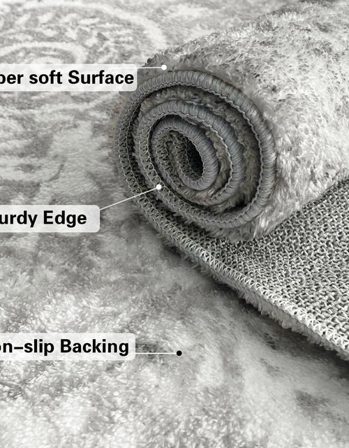 Load image into Gallery viewer, 2x6 Faux Wool Runner Rug Non Slip Washable Vintage Rubber Backing Black
