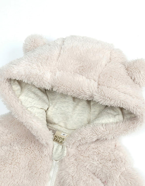 Load image into Gallery viewer, Baby Hooded Fleece Jumpsuit Snowsuit Bear Ears Warm 6-9 Months
