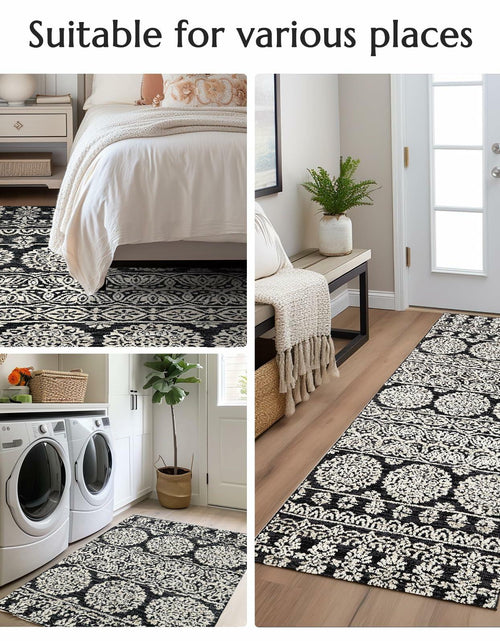 Load image into Gallery viewer, jinchan Boho Area Rug 4x6 Machine Loomed Vintage Floral Black White
