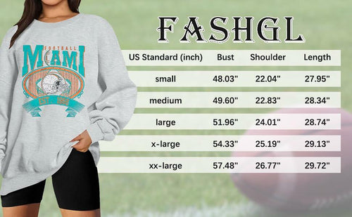 Load image into Gallery viewer, FASHGL Miami Football Sweatshirt Women Oversize Long Sleeve Light Grey XXL
