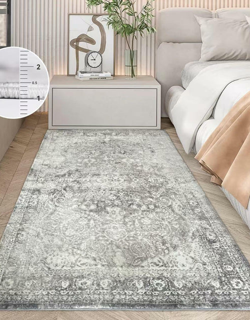 Load image into Gallery viewer, 2x6 Faux Wool Runner Rug Non Slip Washable Vintage Rubber Backing Black
