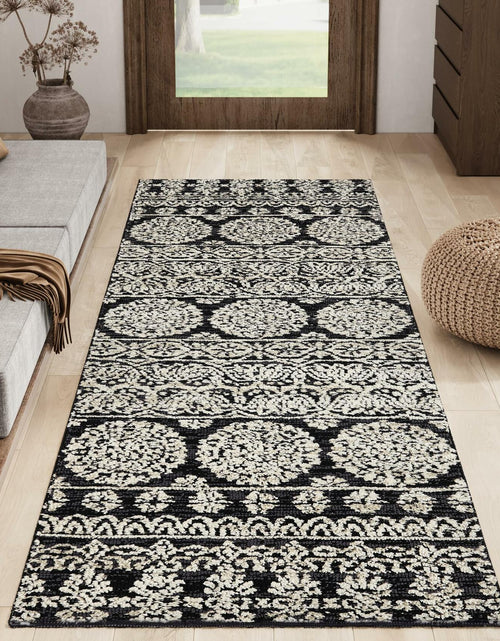 Load image into Gallery viewer, jinchan Boho Area Rug 4x6 Machine Loomed Vintage Floral Black White
