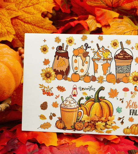 AFRITEE Transfer Stickers 8 Sheets Orange Thanksgiving Autumn Pumpkin Decor