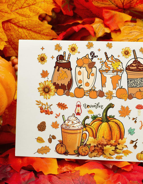 Load image into Gallery viewer, AFRITEE Transfer Stickers 8 Sheets Orange Thanksgiving Autumn Pumpkin Decor
