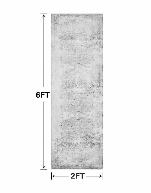 Load image into Gallery viewer, 2x6 Faux Wool Runner Rug Non Slip Washable Vintage Rubber Backing Black
