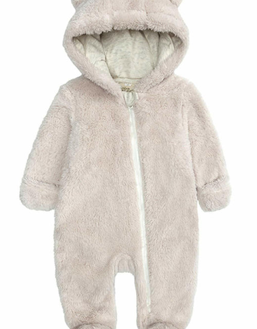 Load image into Gallery viewer, Baby Hooded Fleece Jumpsuit Snowsuit Bear Ears Warm 6-9 Months
