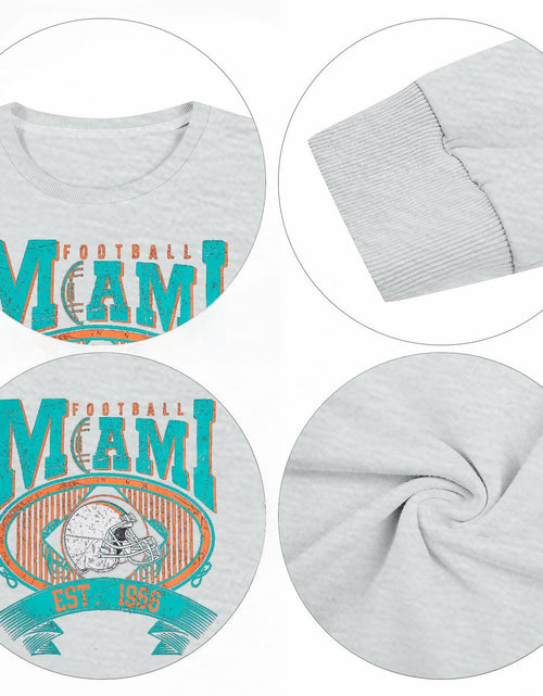 Load image into Gallery viewer, FASHGL Miami Football Sweatshirt Women Oversize Long Sleeve Light Grey XXL
