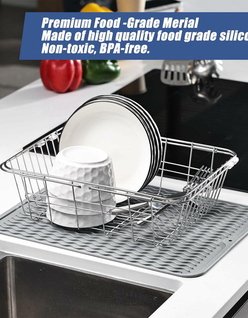 Load image into Gallery viewer, Silicone Dish Drying Mat Heat-Resistant Non-Slip Grey 15.7x17.7 Inch
