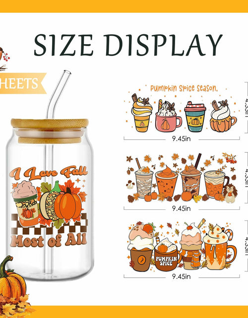 Load image into Gallery viewer, AFRITEE Transfer Stickers 8 Sheets Orange Thanksgiving Autumn Pumpkin Decor
