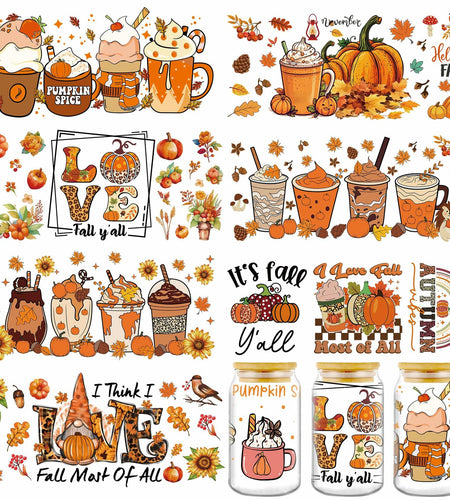 AFRITEE Transfer Stickers 8 Sheets Orange Thanksgiving Autumn Pumpkin Decor