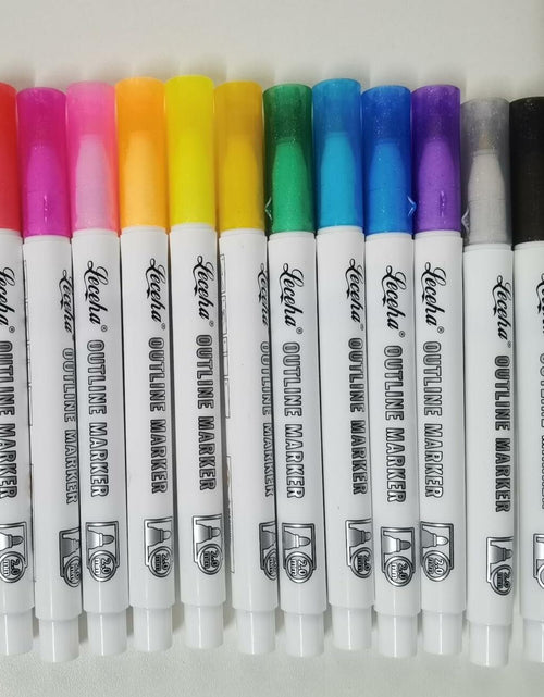 Load image into Gallery viewer, Leceha Metallic Glitter Outline Markers Pens 12 Colors Drawing Kids Teens
