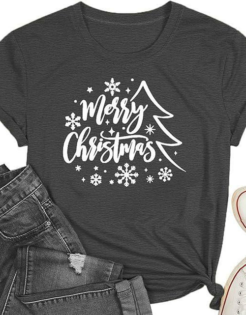 Load image into Gallery viewer, Merry Christmas Women Family Holiday Vintage Shirt Grey Size L

