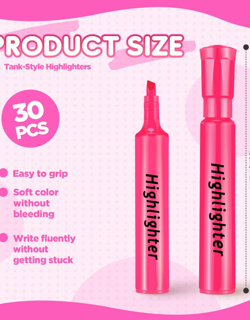 Load image into Gallery viewer, Qilery Highlighters 30 Pack Pink Tank Style Chisel Tip Quick Dry Markers
