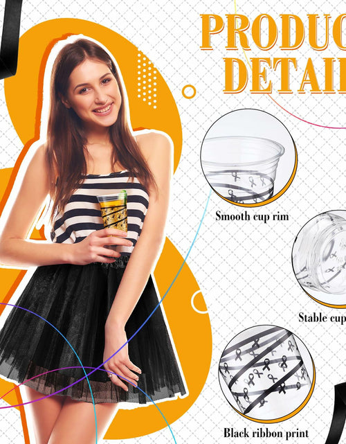 Load image into Gallery viewer, Skyley 100 Pcs 16 oz Black Rimmed Swirl Plastic Cups Disposable Party
