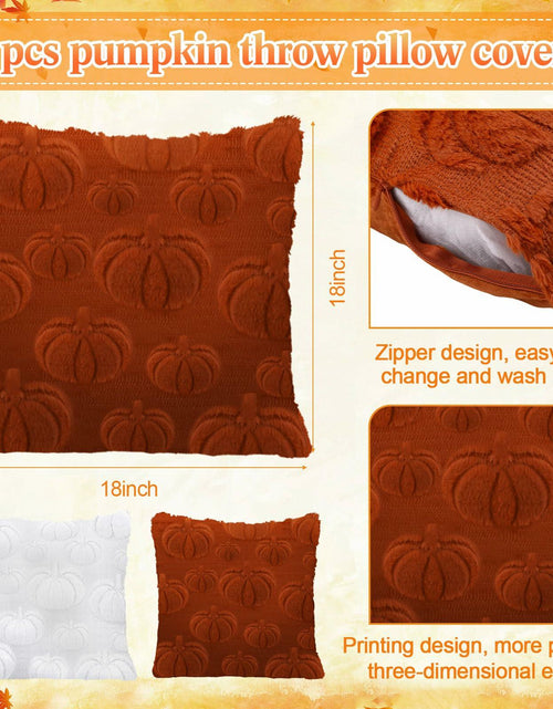 Load image into Gallery viewer, Beeveer 4 Pcs Pumpkin Throw Pillows 18x18in Brown White Sofa Cushion Covers
